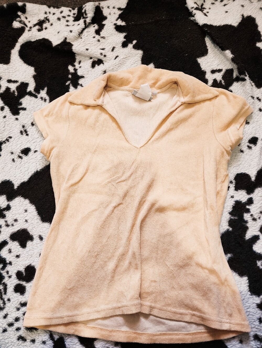 WOMEN'S 90'S TERRY CLOTH V-NECK TOP - ORANGE SORBET